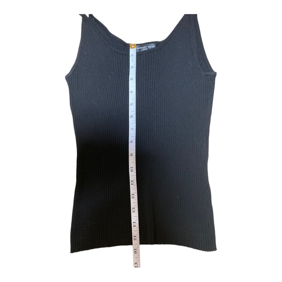 August Silk Knits black knit camisole with black chain straps. - Picture 4 of 5